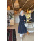 Sare Fashion Striped Belted Trench Coat Navy Blue