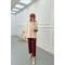 Sare Fashion Striped Linen Jacket Claret Red