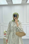Sare Fashion Striped Linen Jacket Khaki