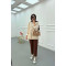 Sare Fashion Striped Linen Jacket Brown