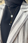 Sare Fashion Striped Linen Jacket Navy Blue