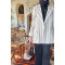Sare Fashion Striped Linen Jacket Navy Blue