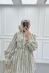 Sare Fashion Striped Linen Jacket Black