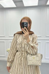 Sare Fashion Striped Linen Jacket Cinnamon