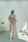 Striped Belted Tunic Beige
