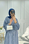 Striped Belted Tunic Navy Blue