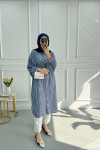 Striped Belted Tunic Navy Blue