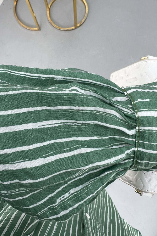 Striped Belted Tunic Green