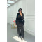 Sare Fashion Striped Satin Shirt Black