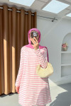 Sare Fashion Striped Viscose Tunic Pink