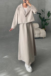 Crop Jacket Skirt Set Beige