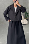 Crop Jacket Skirt Set Black