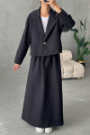 Crop Jacket Skirt Set Black