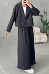 Crop Jacket Skirt Set Black