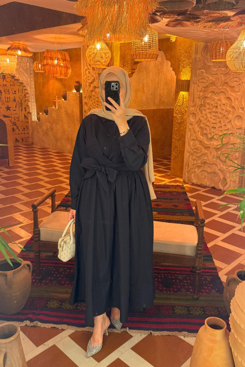 Sare Fashion Dacron Tie Dress Navy Blue