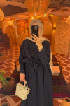 Sare Fashion Dacron Tie Dress Navy Blue