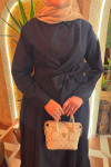 Sare Fashion Dacron Tie Dress Navy Blue