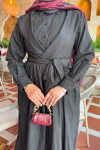Sare Fashion Dacron Tie Dress Black