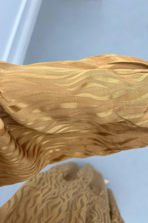 Sare Fashion Wave Pattern Jacquard Dress Camel