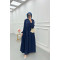 Sare Fashion Wave Pattern Jacquard Dress Navy Blue