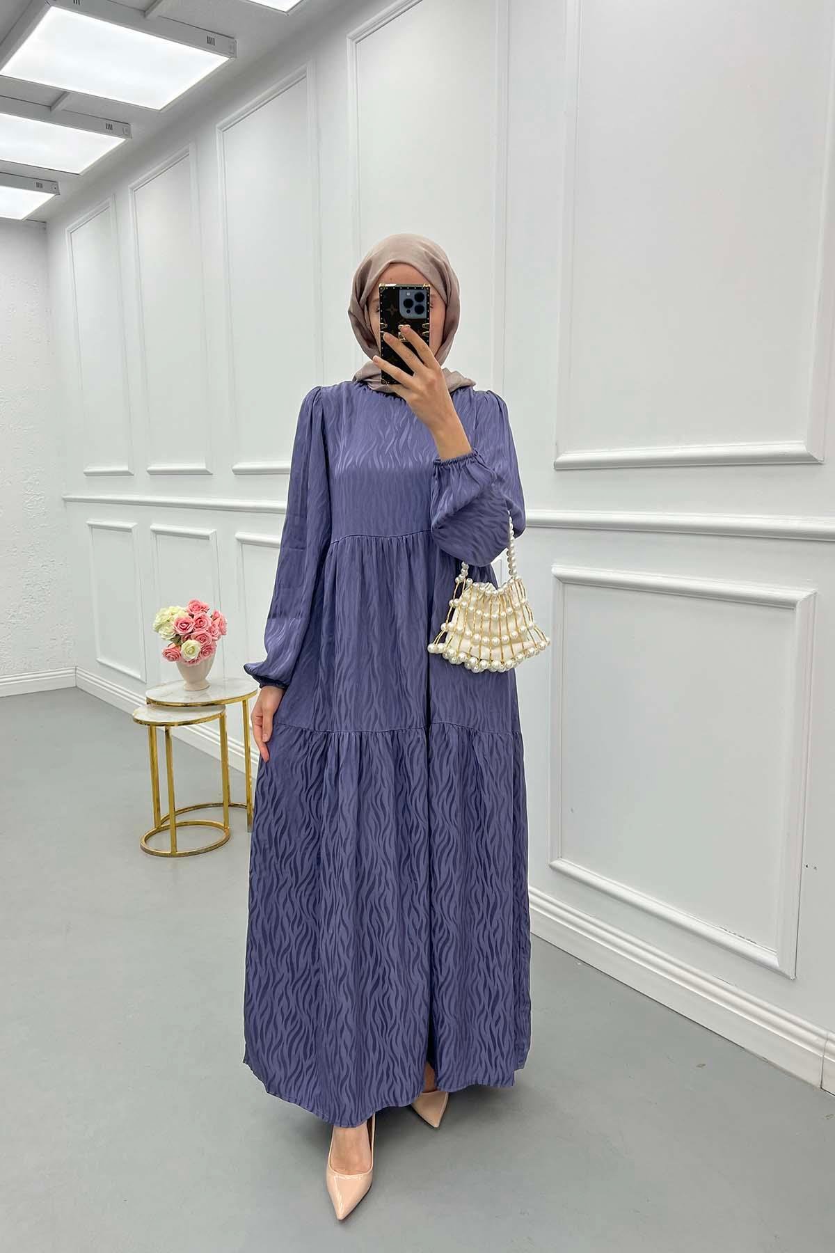 Sare Fashion Wave Pattern Jacquard Dress Lilac