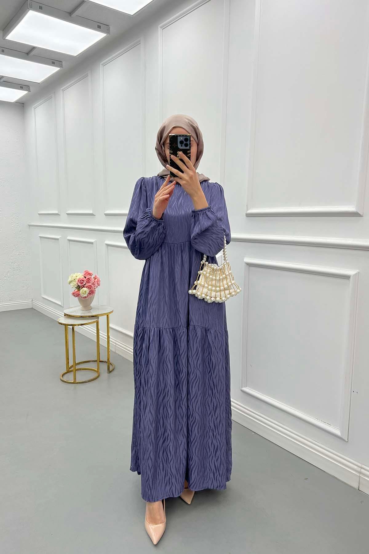 Sare Fashion Wave Pattern Jacquard Dress Lilac