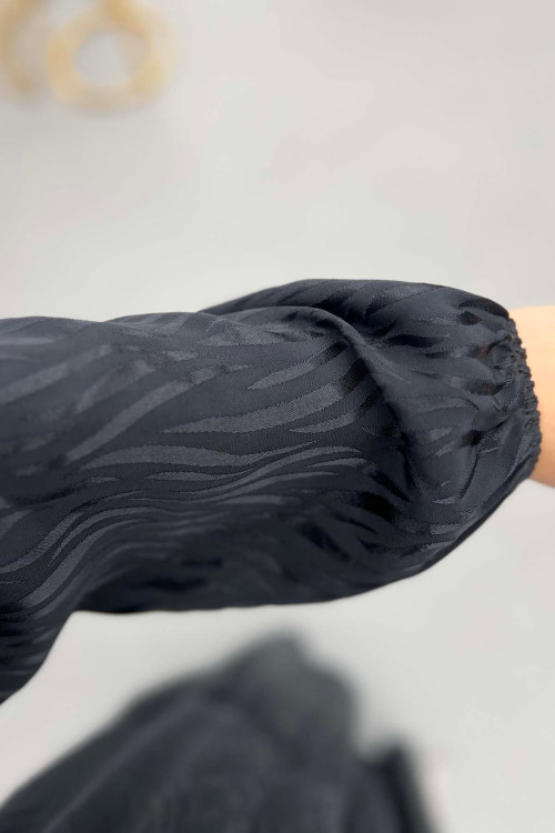 Sare Fashion Wave Pattern Jacquard Dress Black