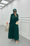 Sare Fashion Wave Pattern Jacquard Dress Emerald Green