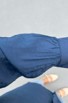 Sare Fashion Lace Detailed Baby Collar Shirt Navy Blue