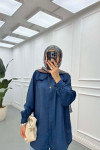 Sare Fashion Lace Detailed Baby Collar Shirt Navy Blue
