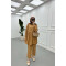 Sare Fashion Lace Detailed Baby Collar Trouser Suit Camel