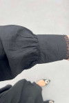 Sare Fashion Lace Detailed Baby Collar Trouser Suit Black