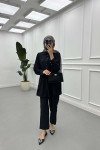 Sare Fashion Lace Detailed Baby Collar Trouser Suit Black