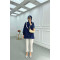 Sare Fashion Lace Detailed Striped Shirt Navy Blue