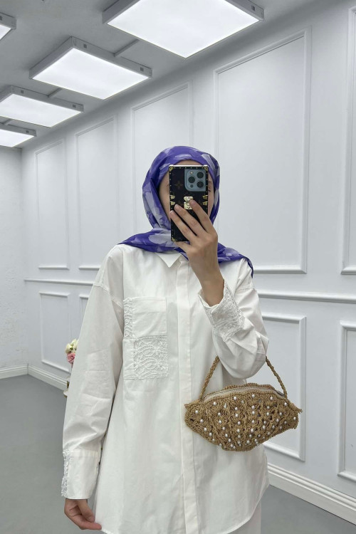Sare Fashion Lace Detailed Shirt White