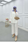 Sare Fashion Lace Detailed Shirt White