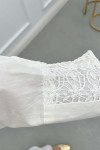 Sare Fashion Lace Detailed Shirt White