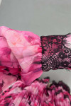 Sare Fashion Pleated Tulle Lined Dress with Lace Detail Pink