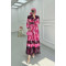 Sare Fashion Pleated Tulle Lined Dress with Lace Detail Pink