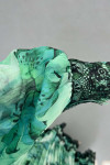 Sare Fashion Pleated Tulle Lined Dress with Lace Detail Green