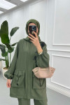 Sare Fashion Lace Detailed Suit Khaki
