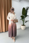 Sare Fashion Gradient Patterned Tie Dress Dusty Rose