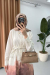 Sare Fashion Gradient Patterned Tie Dress Dusty Rose