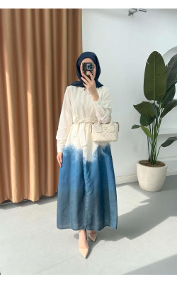 Sare Fashion Gradient Patterned Tie Dress Blue