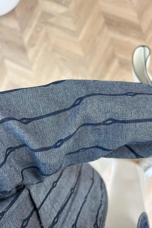 Sare Fashion Denim Textured Jacket Navy Blue
