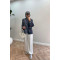 Sare Fashion Denim Textured Jacket Navy Blue