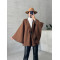 Leather Piping Tied Poncho Bitter Brown