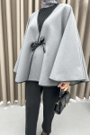 Leather Tied Poncho Gray