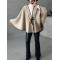 Leather Piping Tied Poncho Stone