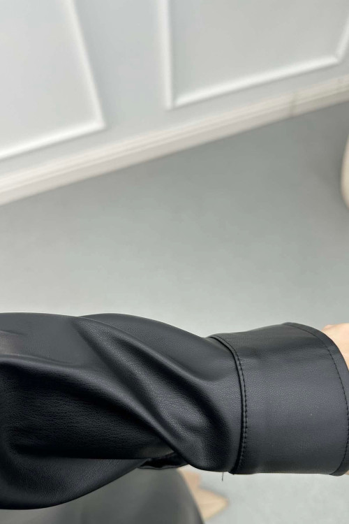 Sare Fashion Leather Shirt Black